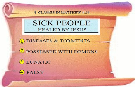 chart of the four classes of healings by Jesus