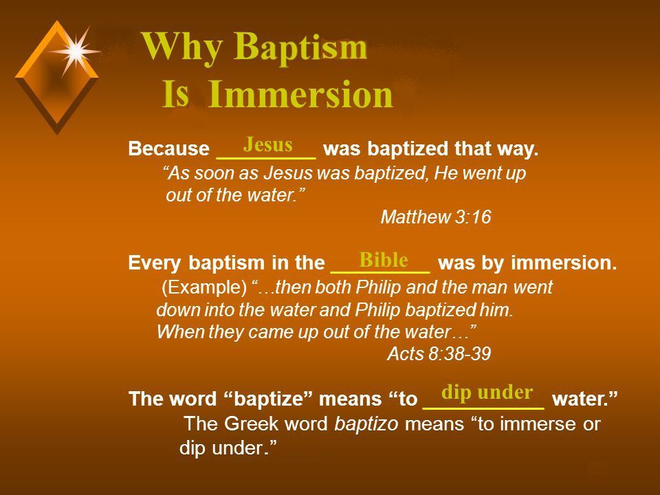 baptism is going down into and coming up out of, chart
