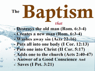 effects of water baptism listed
