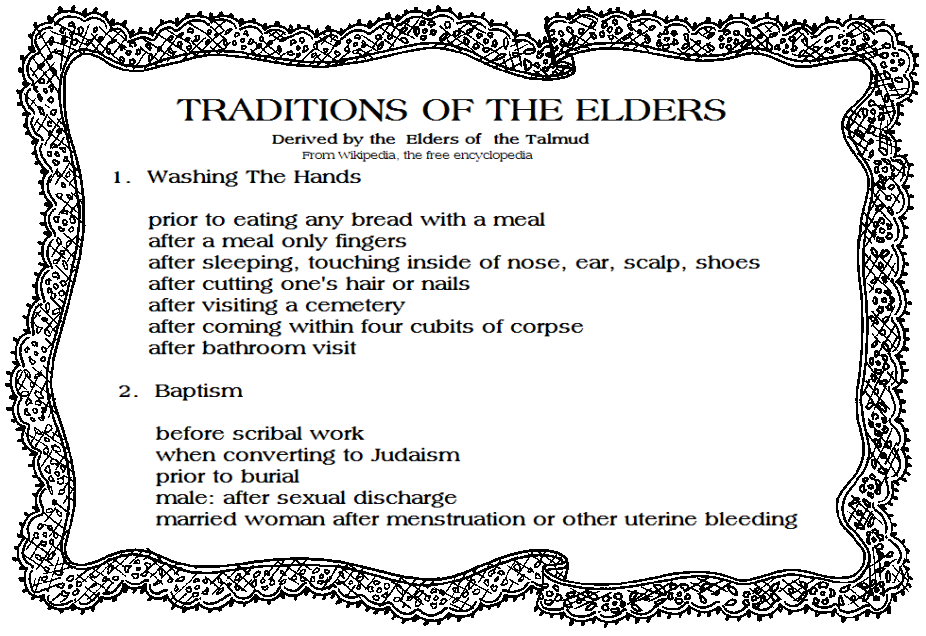 chart of traditions of the elders