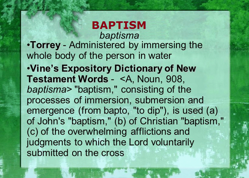Vine's definition of baptisma --chart