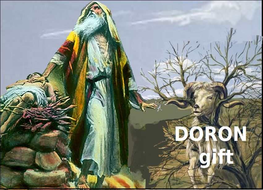 G1435 doron sacrifice gift; God provides the sacrifice for us.