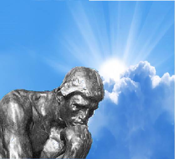 statue thinker with sunshine for light as true thinking
