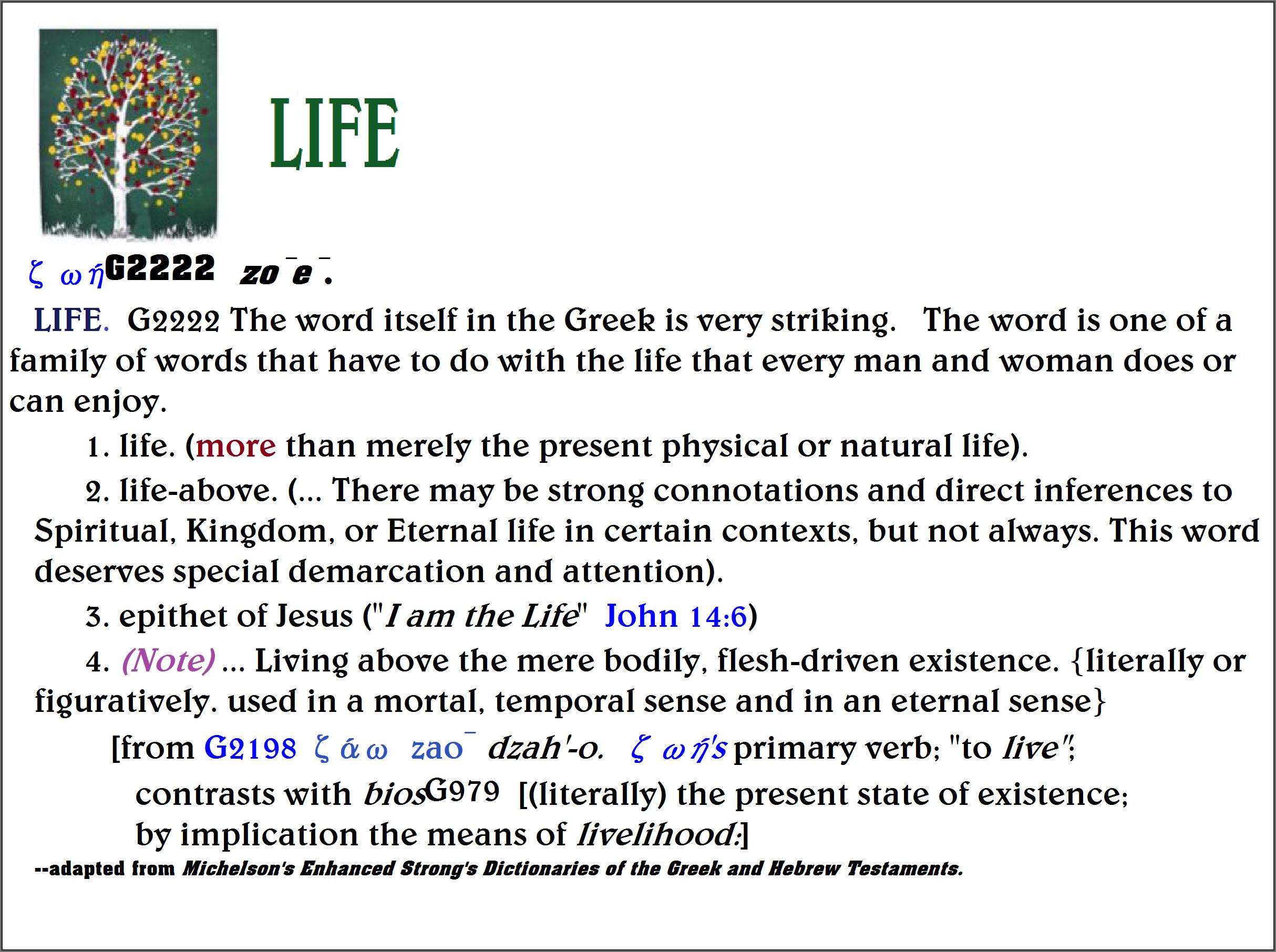 meaning of 'life' of the Tree of Life
