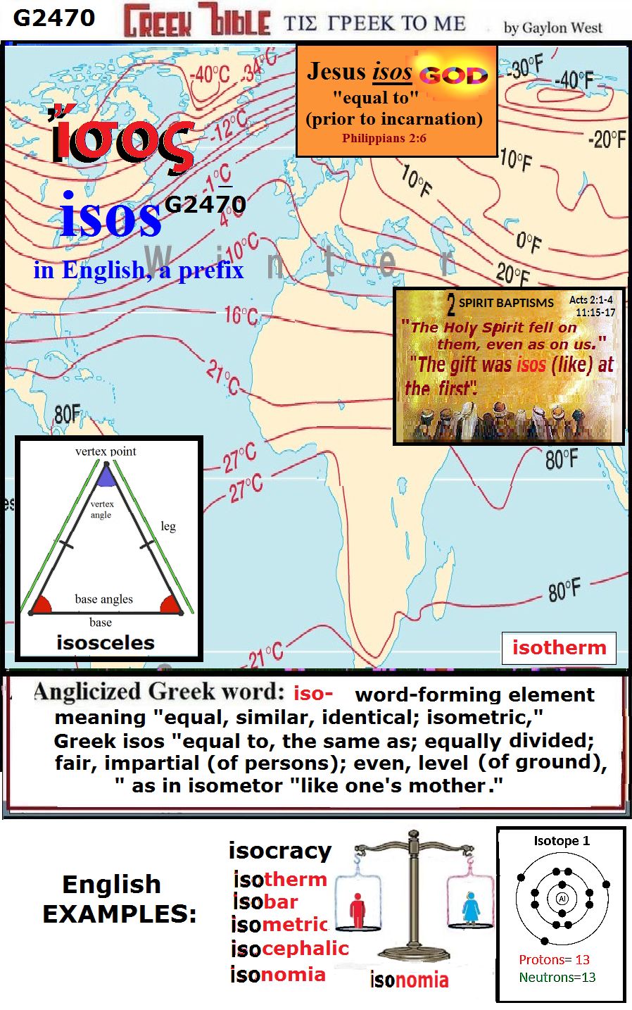 isos G2470; like; equal.   Greek words of the New Testament, illustrated.