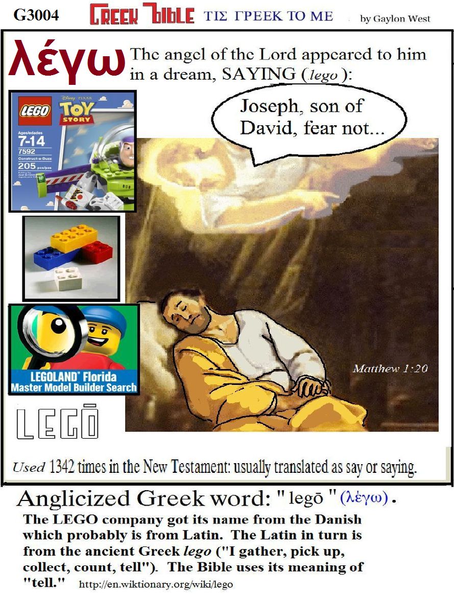 lego G3004: say, tell, pick.  Greek words of the New Testament, illustrated.