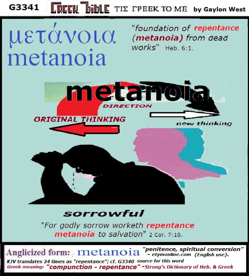 metanoia G3341 repentance.  Greek words of the New Testament, illustrated.