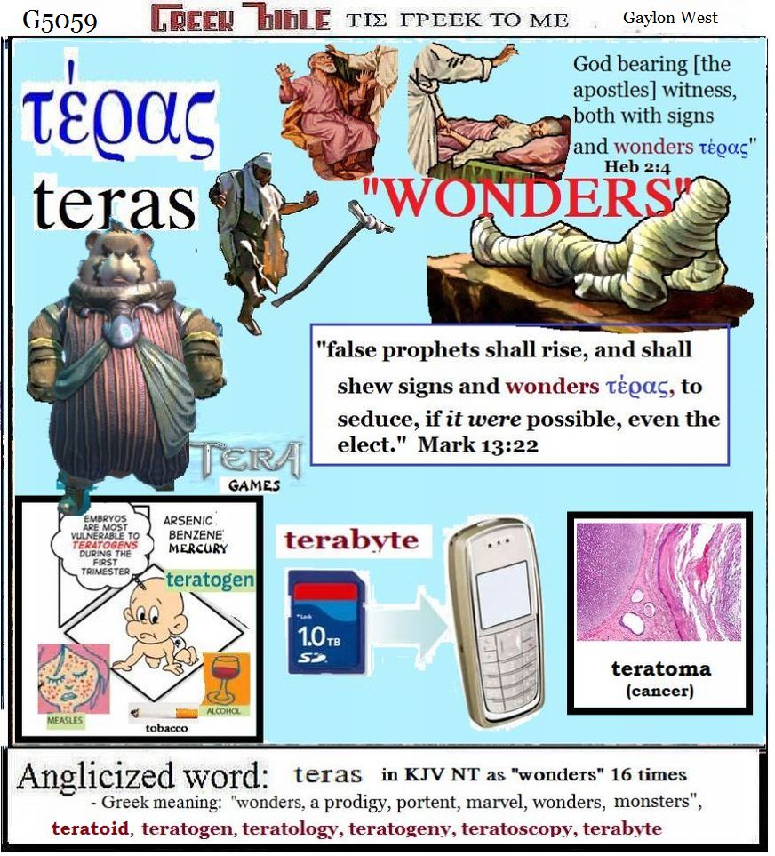 teras G5059; wonders.  Greek words of the New Testament, illustrated.