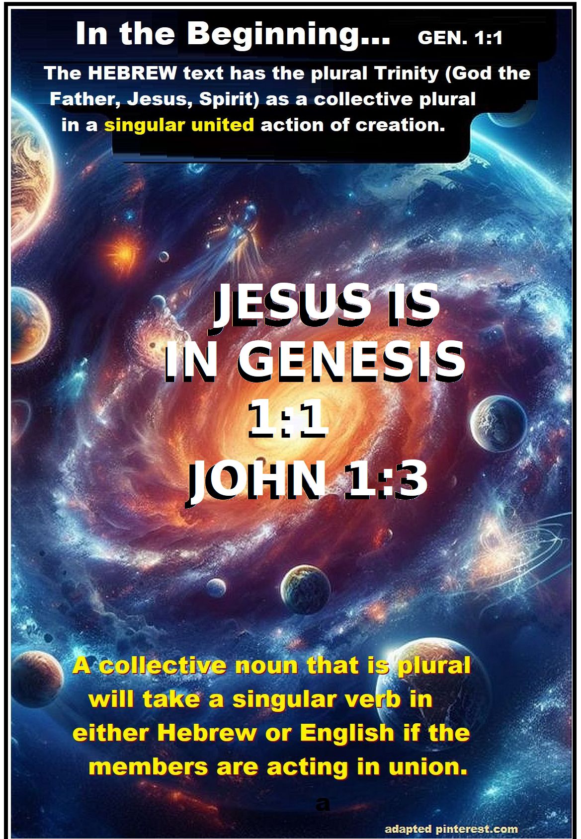 Genesis 1 uses collective noun of God for agreement between subject and verb create.