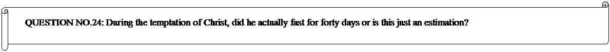 Horizontal Scroll: QUESTION NO.24: During the temptation of Christ, did he actually fast for forty days or is this just an estimation?	


