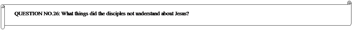 Horizontal Scroll: QUESTION NO.26: What things did the disciples not understand about Jesus?  
	


